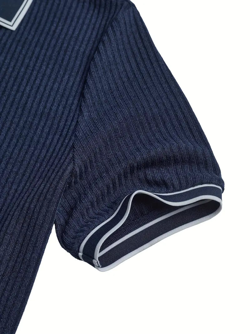 Elio | Polo a maniche corte a coste con bordino bianco da uomo