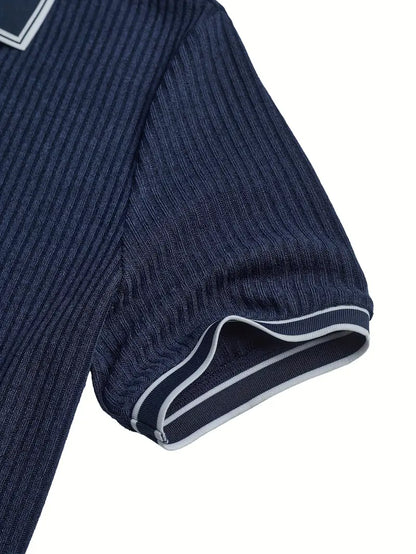 Elio | Polo a maniche corte a coste con bordino bianco da uomo