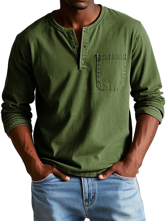 Gabriele | Maglia Henley a maniche lunghe con taschino da uomo