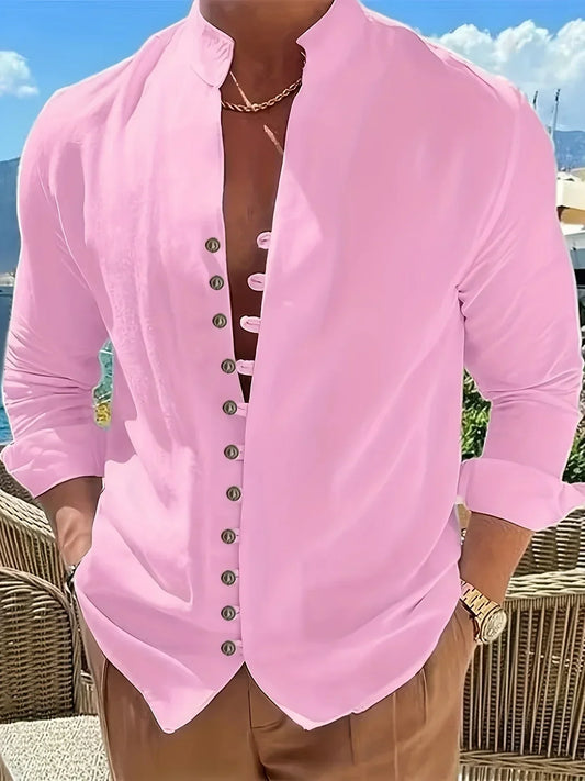 Filippo | Camicia con colletto alla coreana e bottoni da uomo