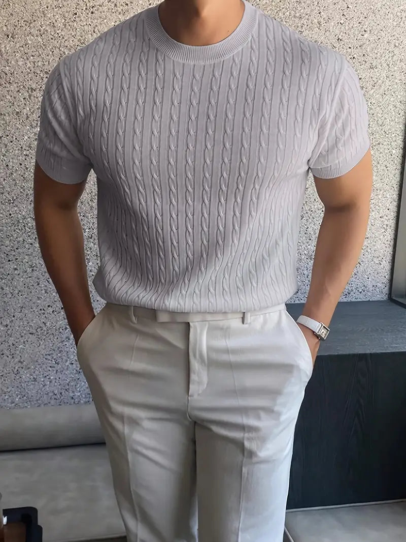 Nino | Maglia a manica corta con trecce girocollo da uomo