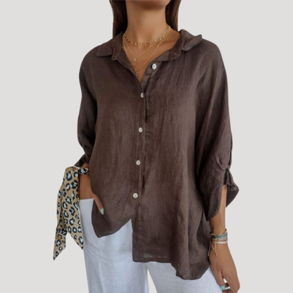 Fanny | Camicia in lino fluida e ampia con maniche lunghe