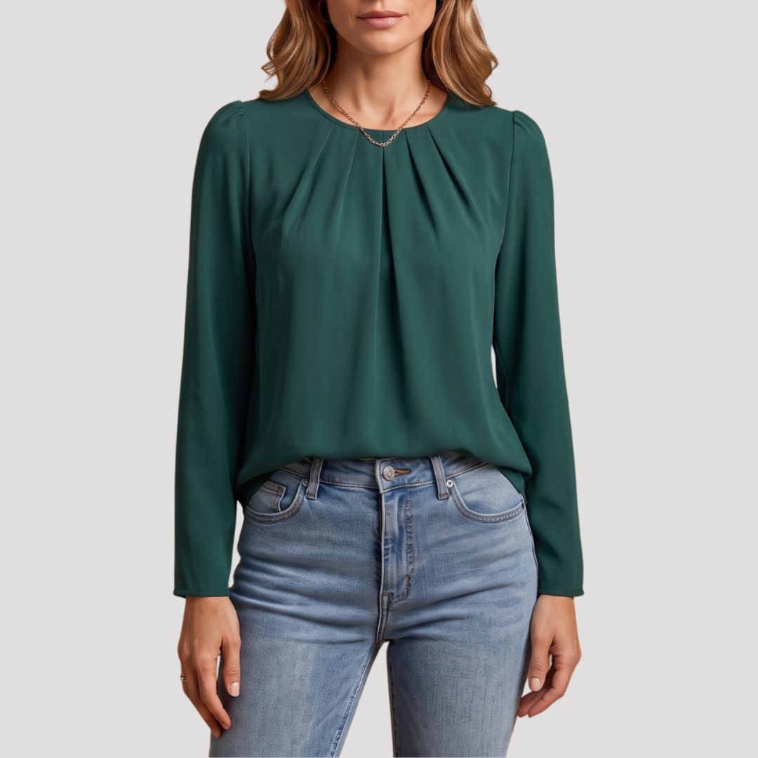Emma | Blusa da Lavoro Donna Plissettata Maniche Lunghe