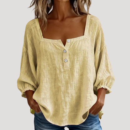 Ana | Blusa Donna Collo Quadrato Bottone Casual