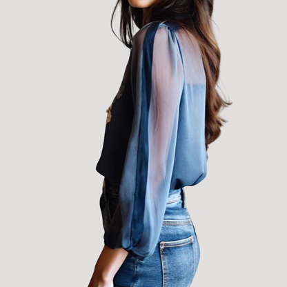 Emily | Blusa Donna Chic Stampa Floreale Maniche Lunghe