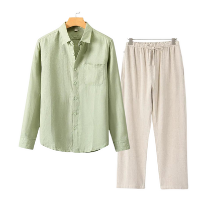 Ernesto | Completo camicia a maniche lunghe e pantaloni con coulisse da uomo
