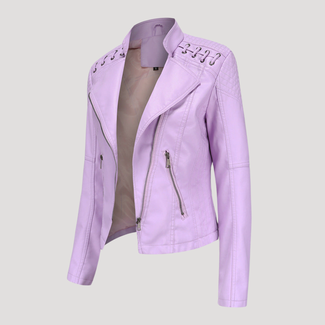 Oriane | Giacca Biker Donna Slim Fit con Dettagli Lacciati