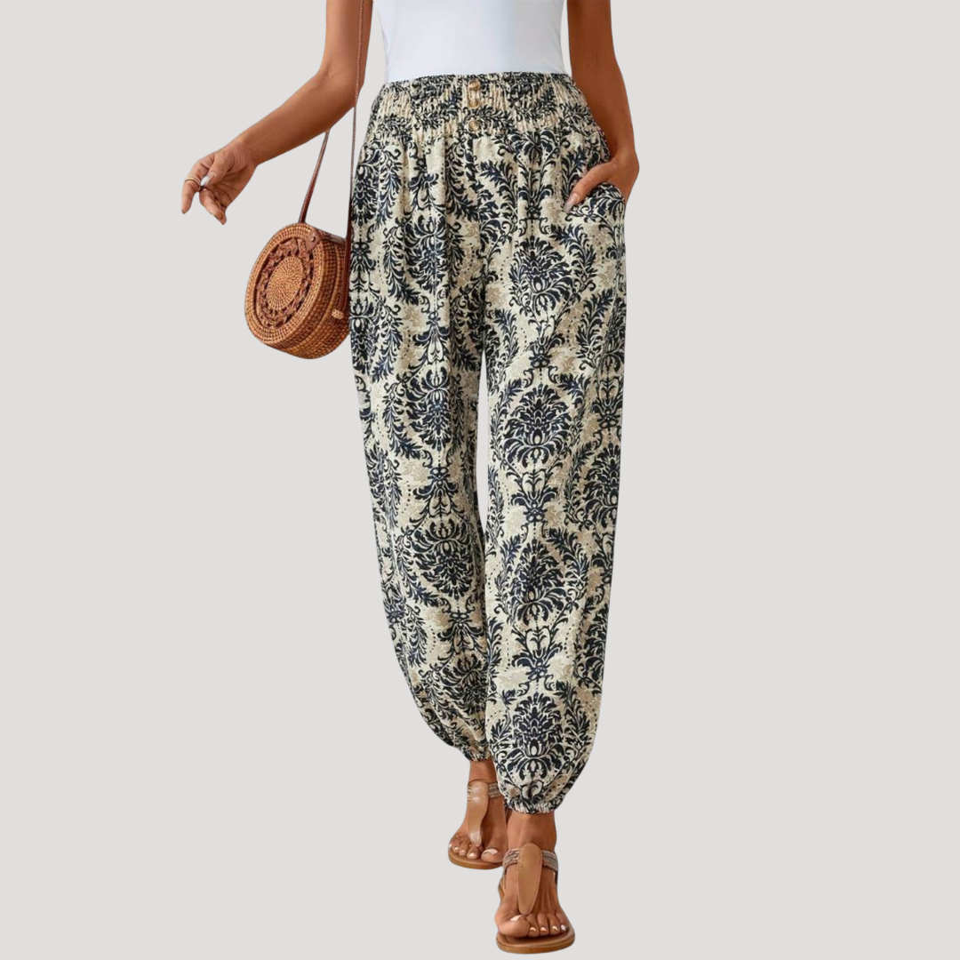 Carla | Pantaloni Donna Taglia Elastico Stampa Casual