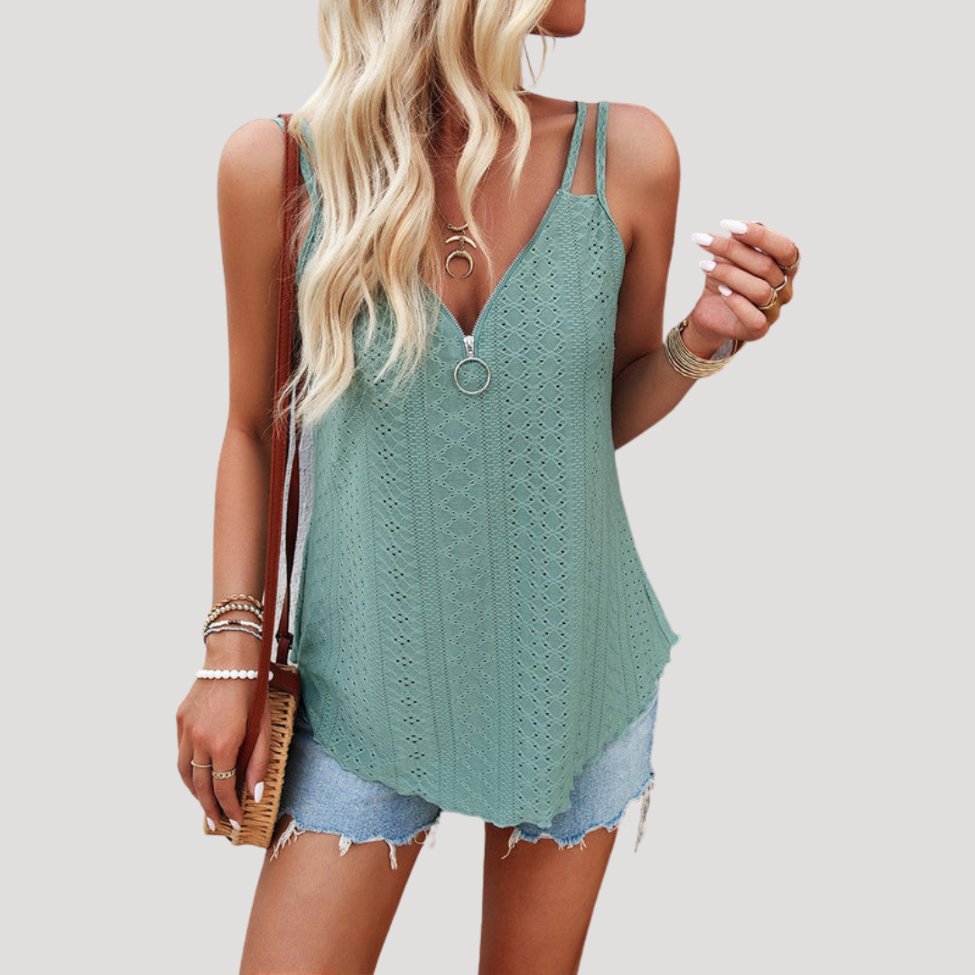Marie Claire | Top Donna Senza Maniche Col V con Chiusura Lampo