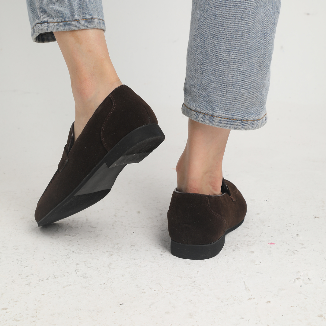 Pasquale | Mocassini penny loafer effetto camoscio sintetico da uomo