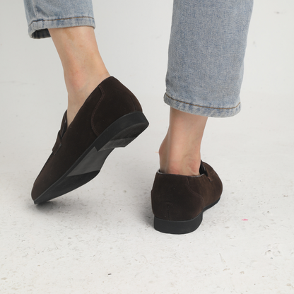 Pasquale | Mocassini penny loafer effetto camoscio sintetico da uomo