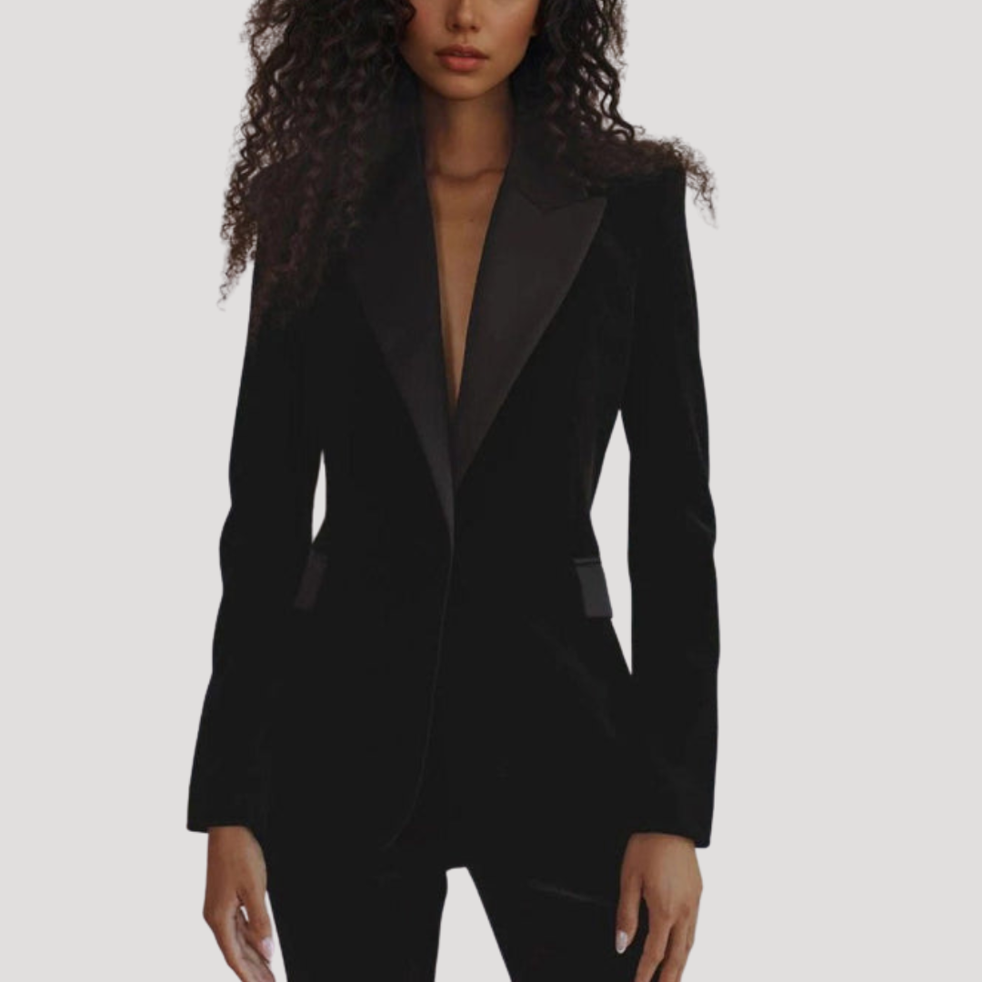 Paloma | Tailleur Donna in Velluto con Blazer Slim Fit e Pantaloni Svasati