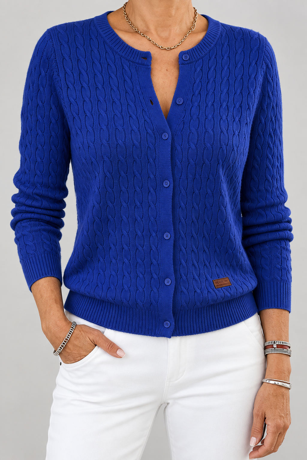Giovanna | Cardigan in maglia a trecce con bottone singolo per Donna