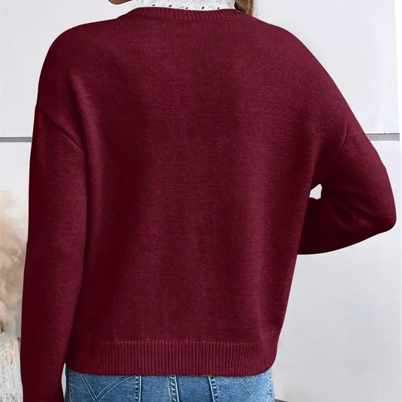 Rosie | Maglione con scollo a V e inserto in pizzo per donna