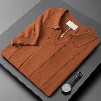 Tiziano | Polo a maniche corte con scollo a V e righe verticali da uomo