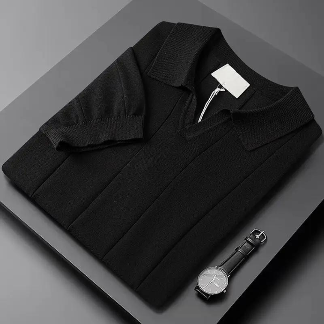 Tiziano | Polo a maniche corte con scollo a V e righe verticali da uomo