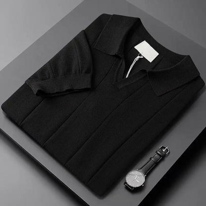 Tiziano | Polo a maniche corte con scollo a V e righe verticali da uomo