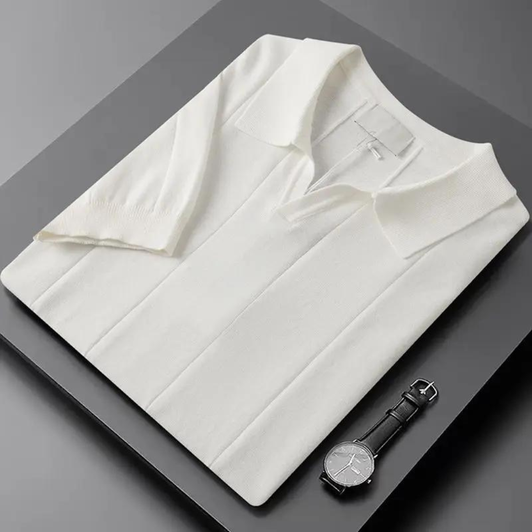 Tiziano | Polo a maniche corte con scollo a V e righe verticali da uomo
