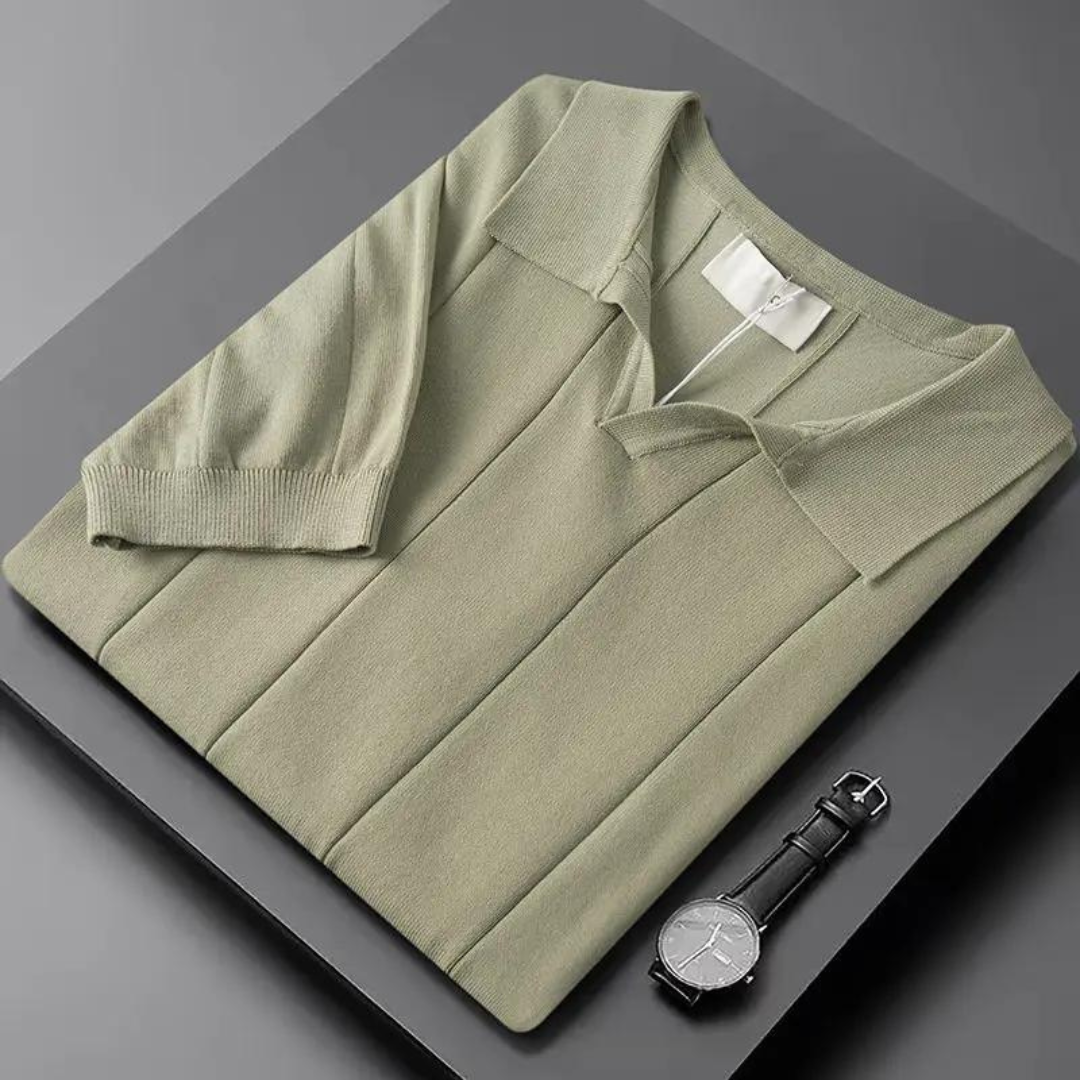 Tiziano | Polo a maniche corte con scollo a V e righe verticali da uomo