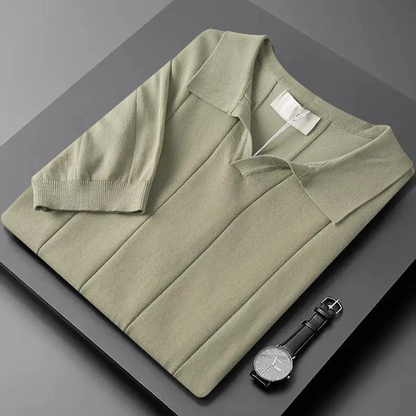 Tiziano | Polo a maniche corte con scollo a V e righe verticali da uomo