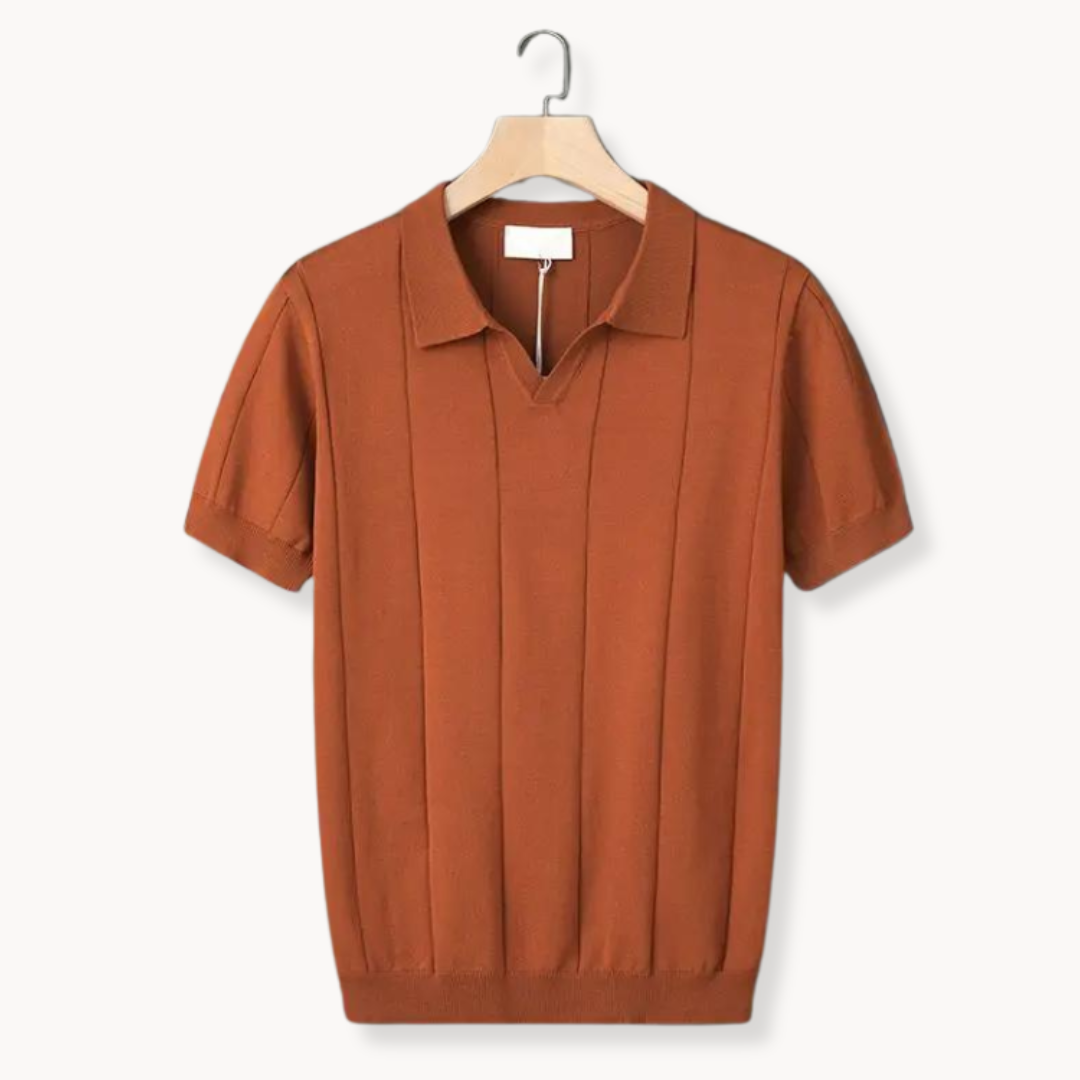 Tiziano | Polo a maniche corte con scollo a V e righe verticali da uomo