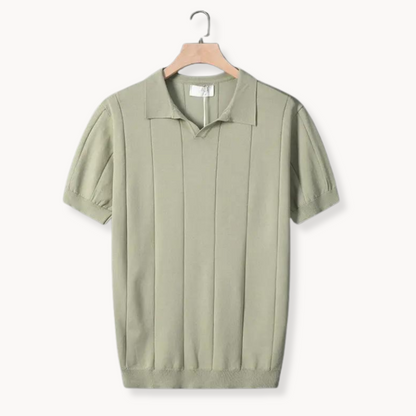 Tiziano | Polo a maniche corte con scollo a V e righe verticali da uomo