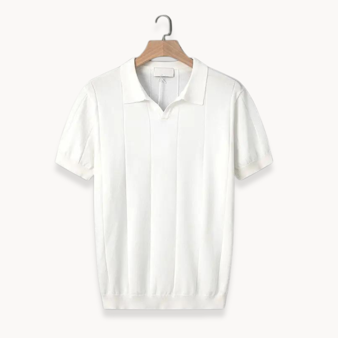 Tiziano | Polo a maniche corte con scollo a V e righe verticali da uomo