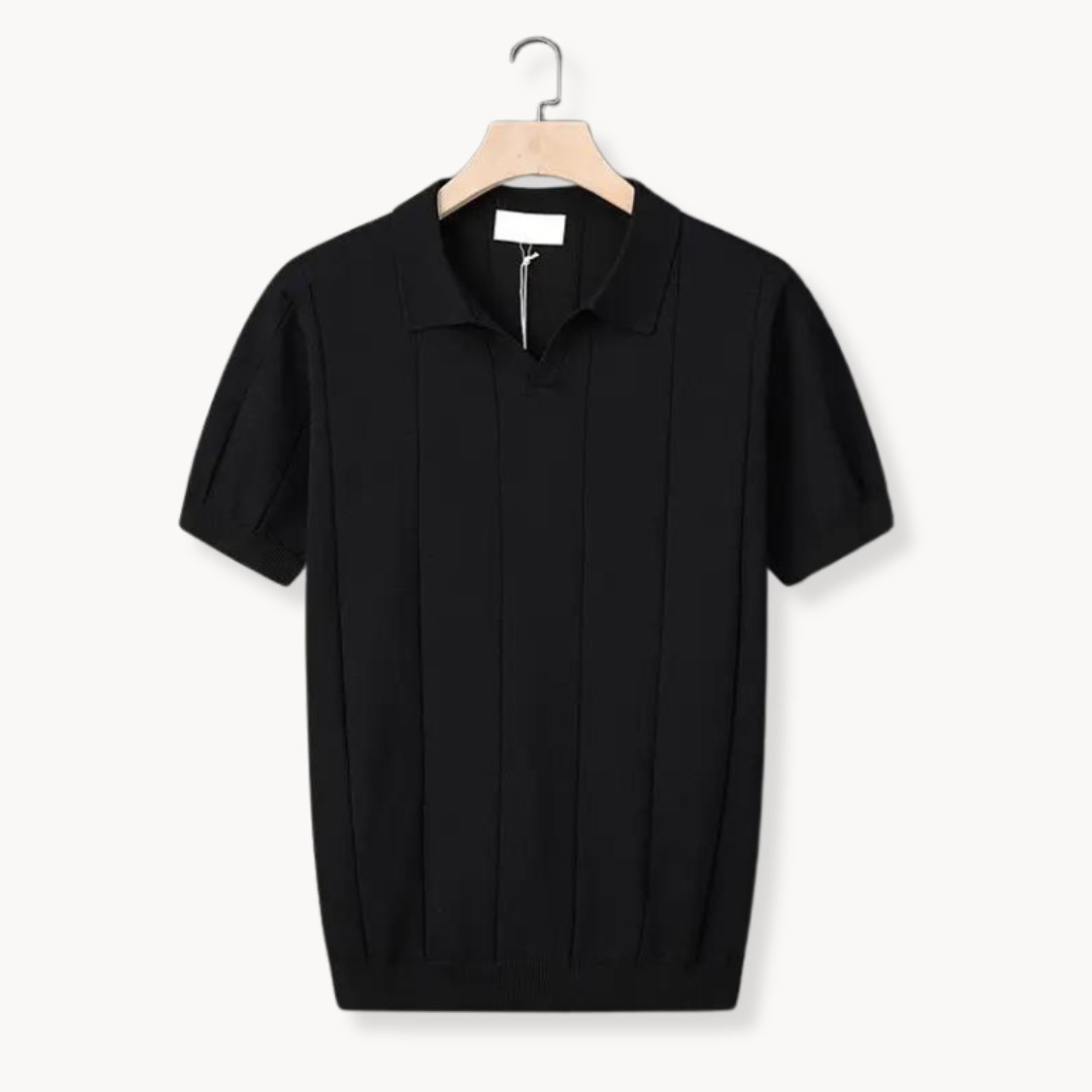 Tiziano | Polo a maniche corte con scollo a V e righe verticali da uomo