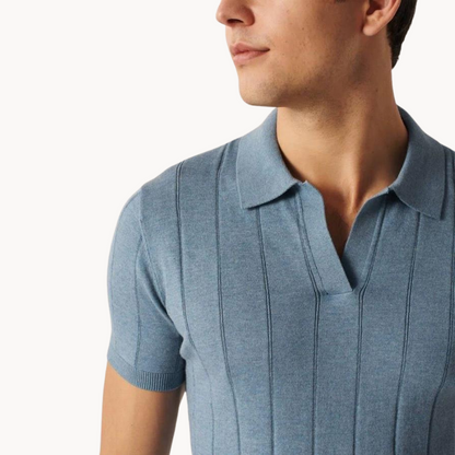 Tiziano | Polo a maniche corte con scollo a V e righe verticali da uomo