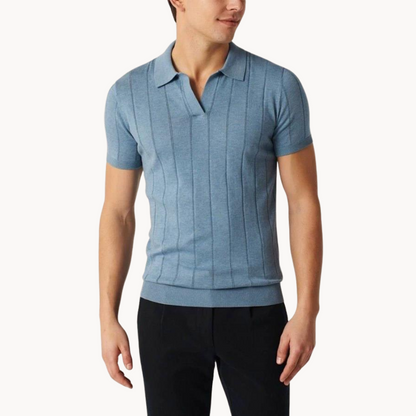 Tiziano | Polo a maniche corte con scollo a V e righe verticali da uomo