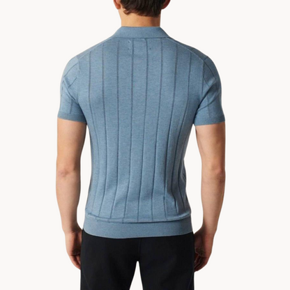 Tiziano | Polo a maniche corte con scollo a V e righe verticali da uomo