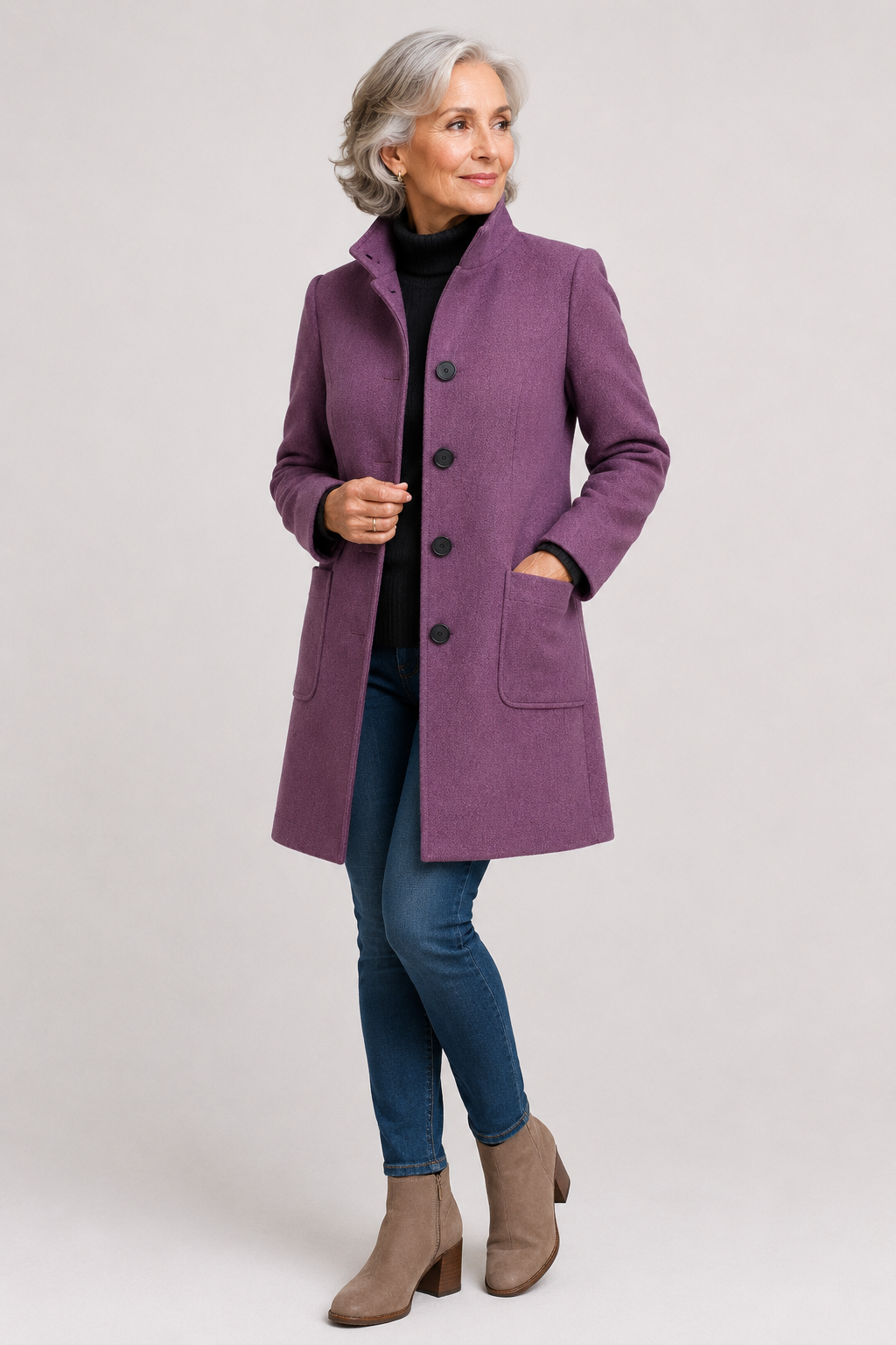 Carlina | Cappotto Classico Media Lunghezza con Colletto per Donna