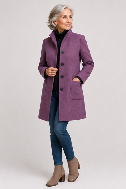 Carlina | Cappotto Classico Media Lunghezza con Colletto per Donna