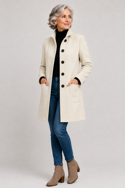 Carlina | Cappotto Classico Media Lunghezza con Colletto per Donna