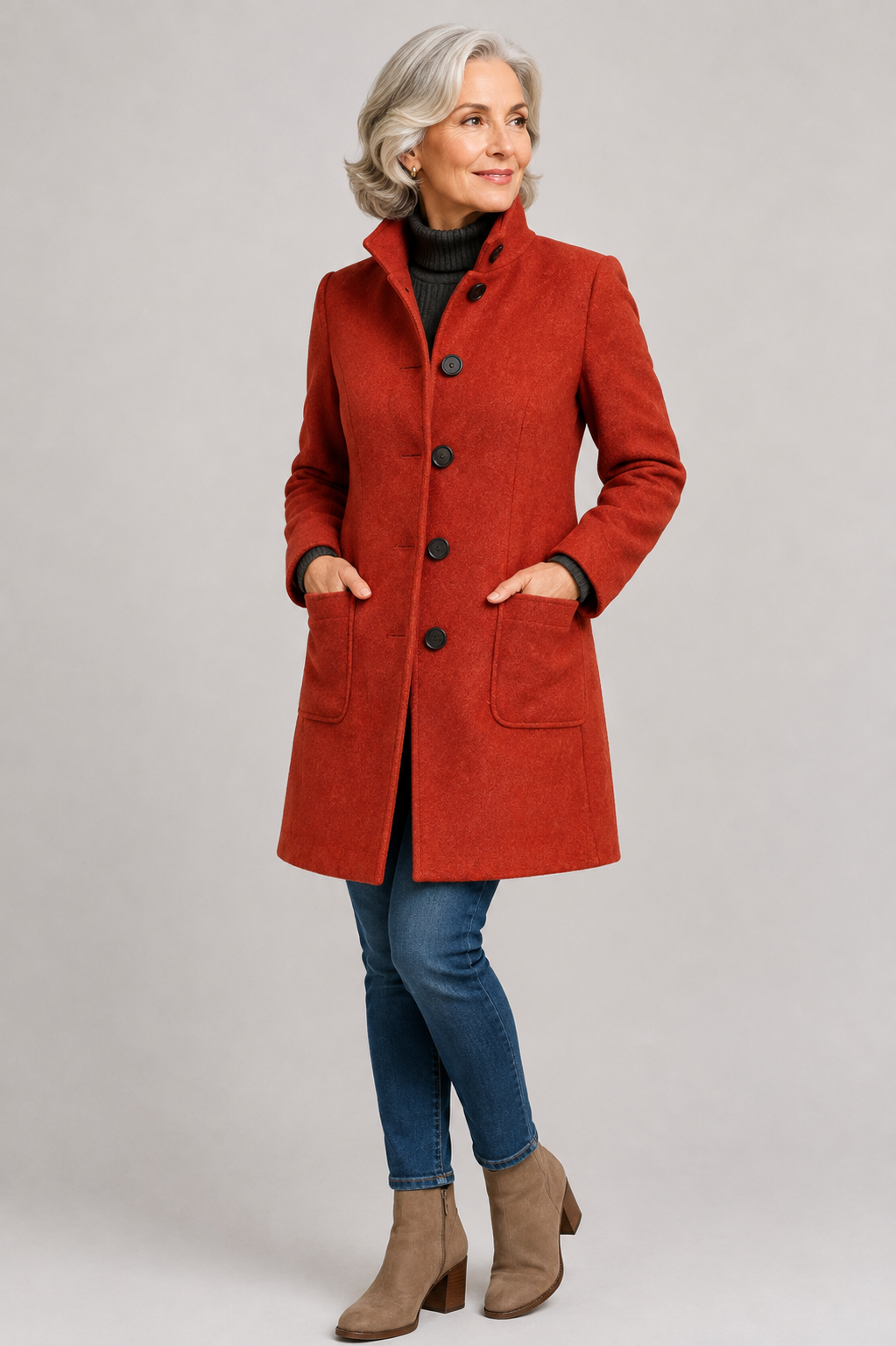 Carlina | Cappotto Classico Media Lunghezza con Colletto per Donna