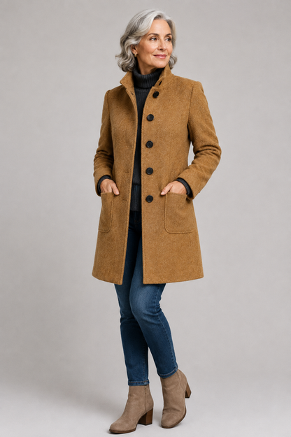 Carlina | Cappotto Classico Media Lunghezza con Colletto per Donna
