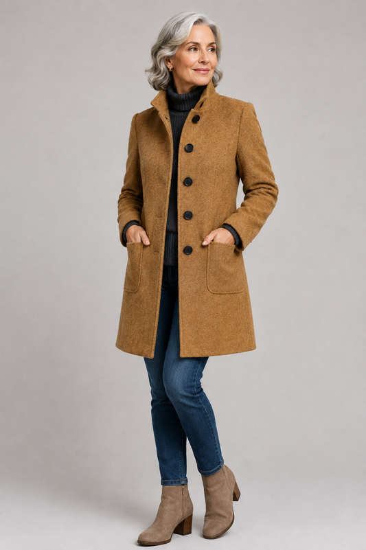 Carlina | Cappotto Classico Media Lunghezza con Colletto per Donna