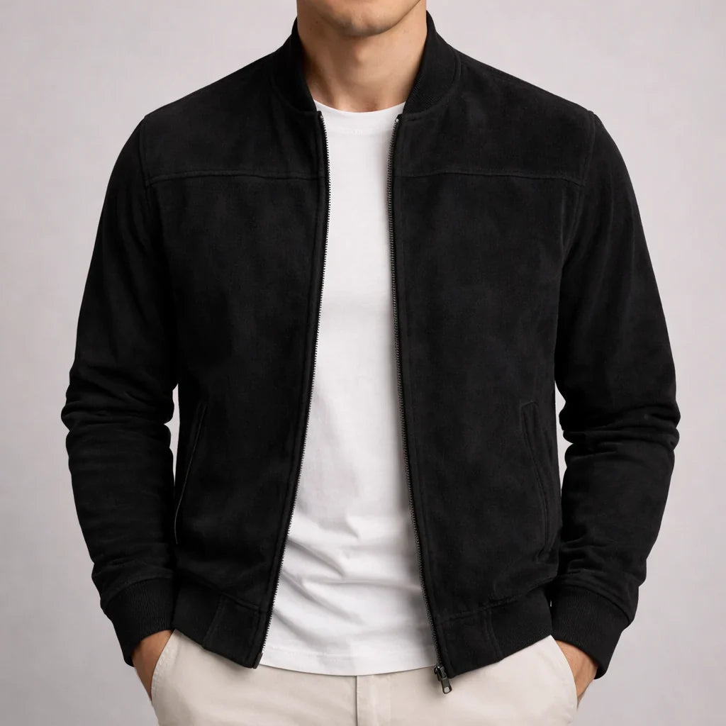 Fabrizio | Bomber in finto camoscio con zip da uomo