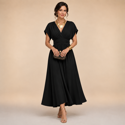 Amelia | Abito midi a portafoglio con scollo a V per donna