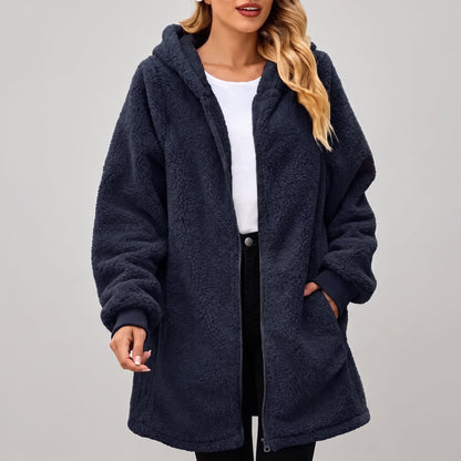 Oriana | Giacca sherpa con cappuccio e zip per donna