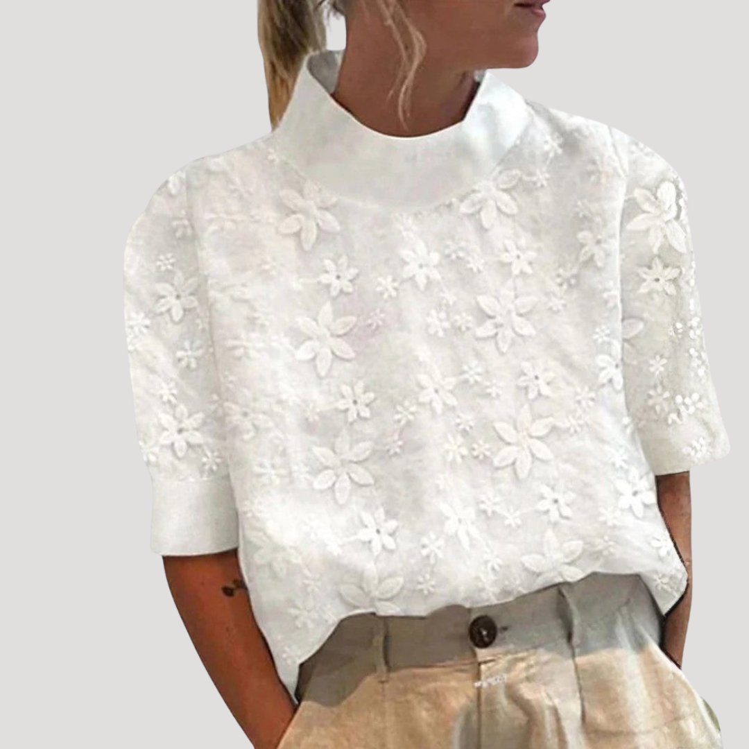 Lucrezia | Camicia Donna Floreale Collo Alto Romantica