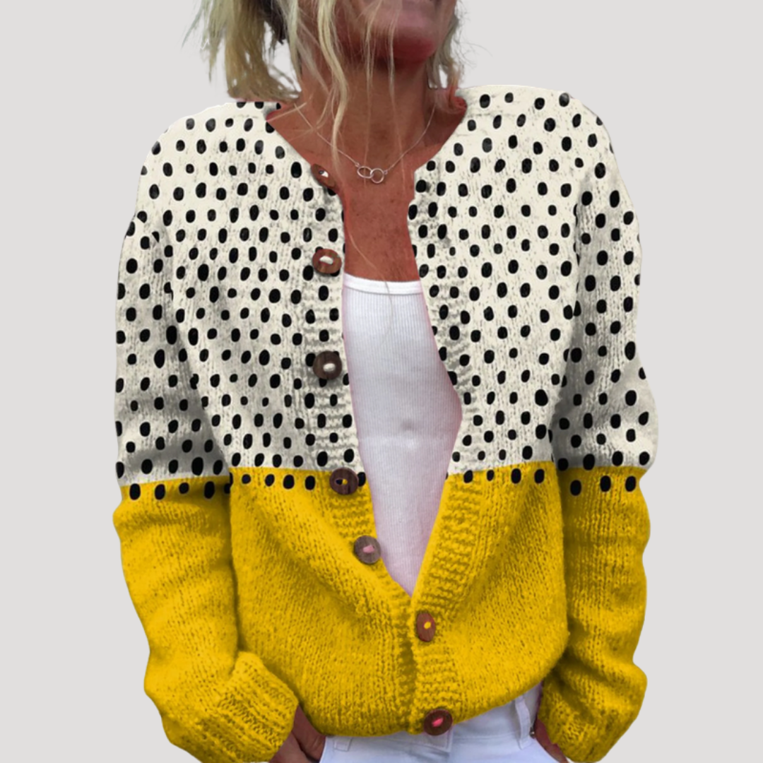Lucie | Gilet Donna Casual Bottonato Stampato Pois