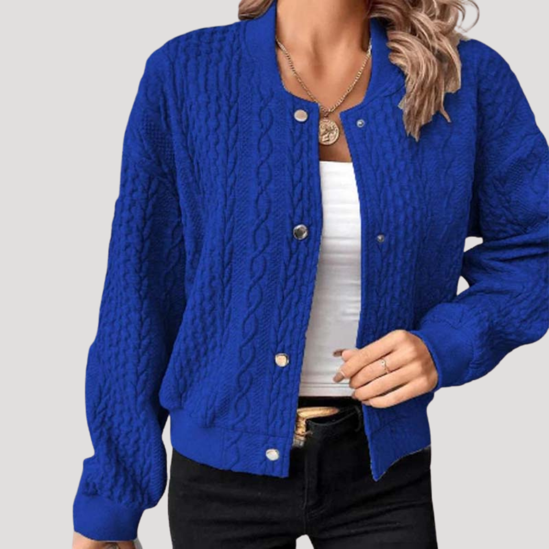 Tiziana | Cardigan Donna in Maglia Intrecciata con Bottoni