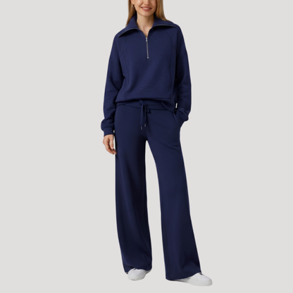 Maria Carmen | Completo Sportivo Donna Mezzo Zip con Pantaloni Larghi