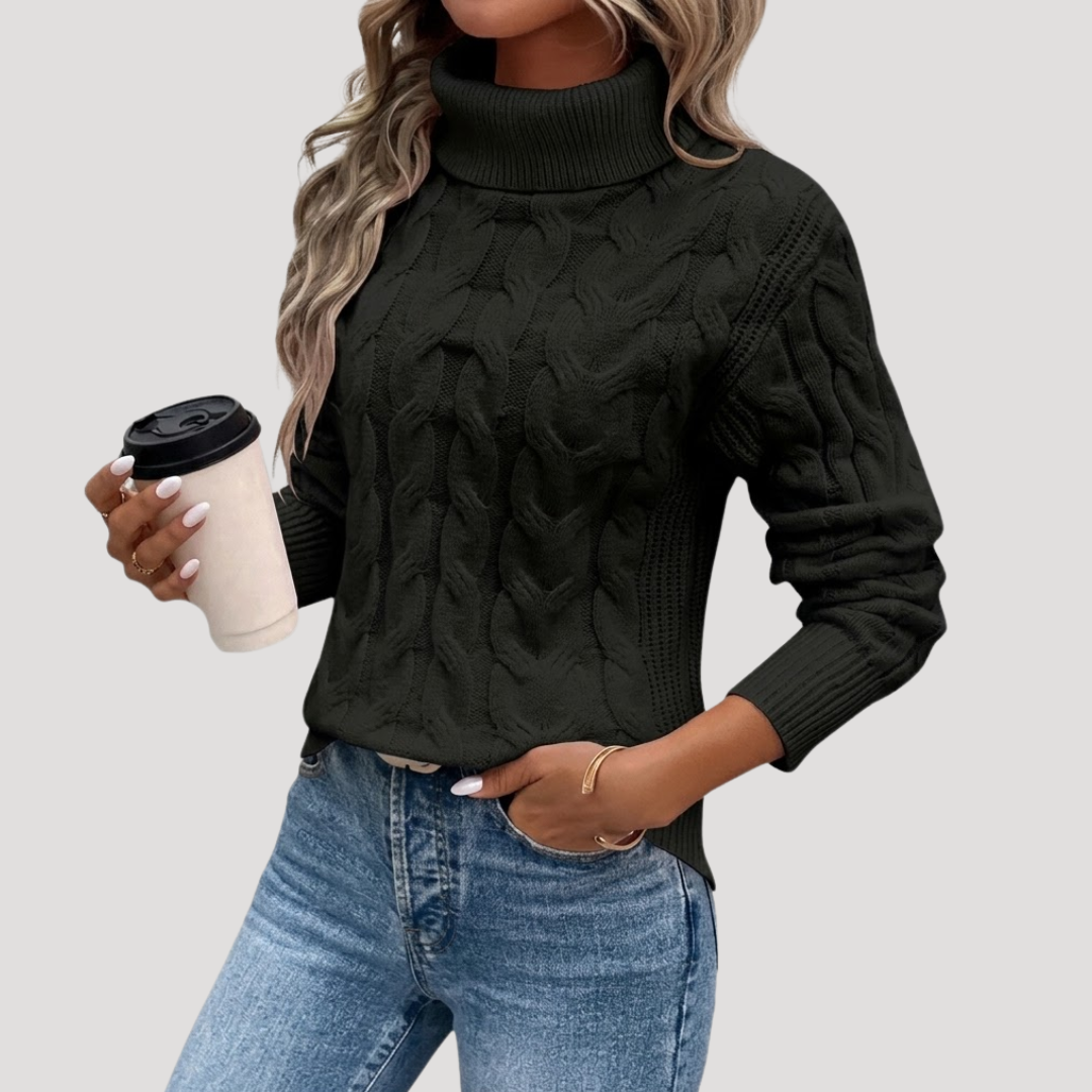 Renee | Maglione Donna Invernale in Maglia Torcigliata con Collo Alto