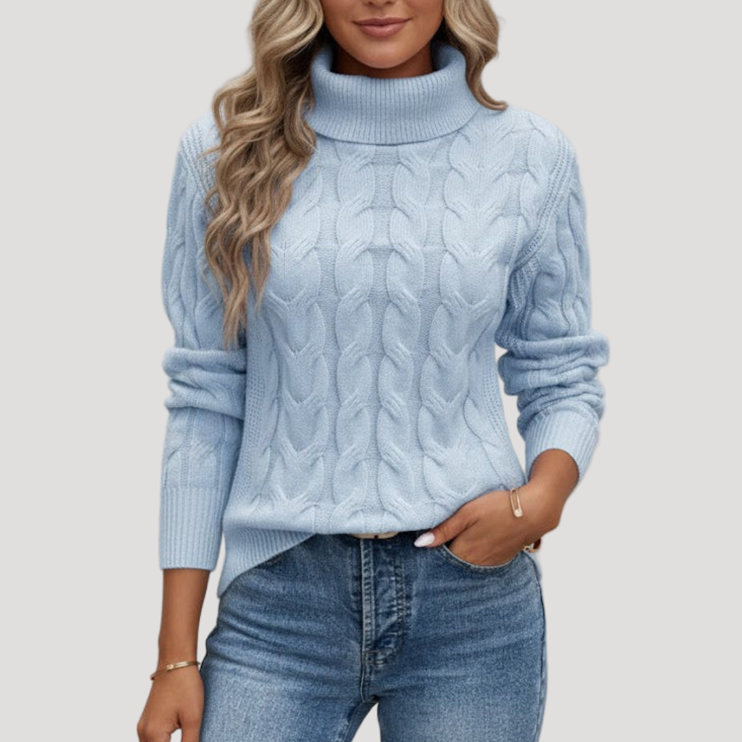 Renee | Maglione Donna Invernale in Maglia Torcigliata con Collo Alto
