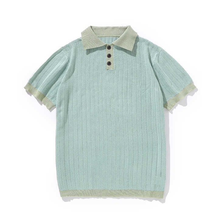 Walter | Polo a maglia traforata con colletto a contrasto da uomo