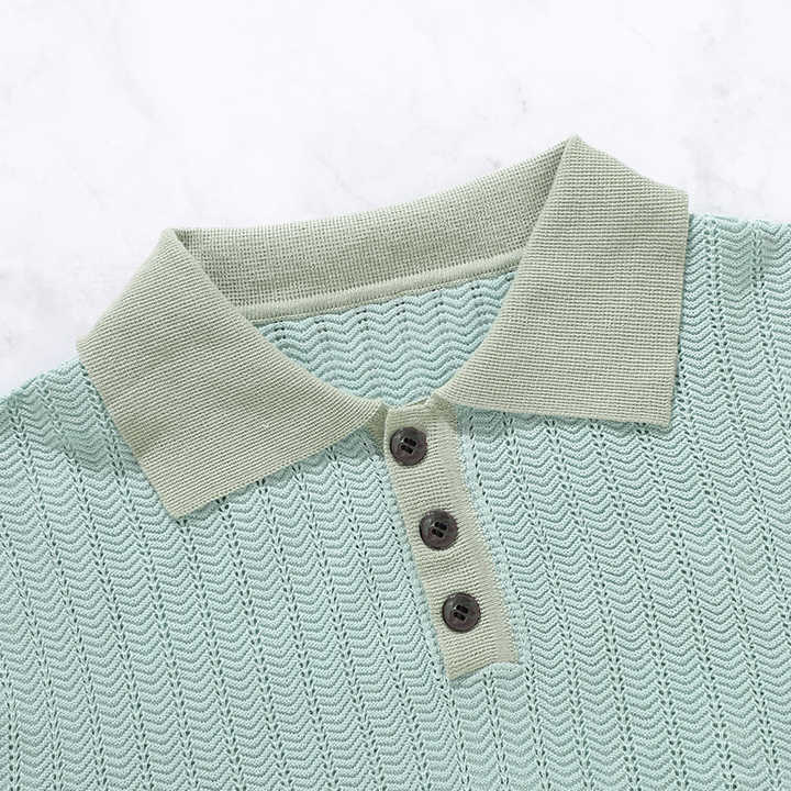 Walter | Polo a maglia traforata con colletto a contrasto da uomo