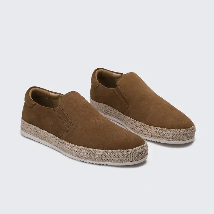 Gregorio | Scarpe slip-on effetto camoscio con bordo in corda da uomo