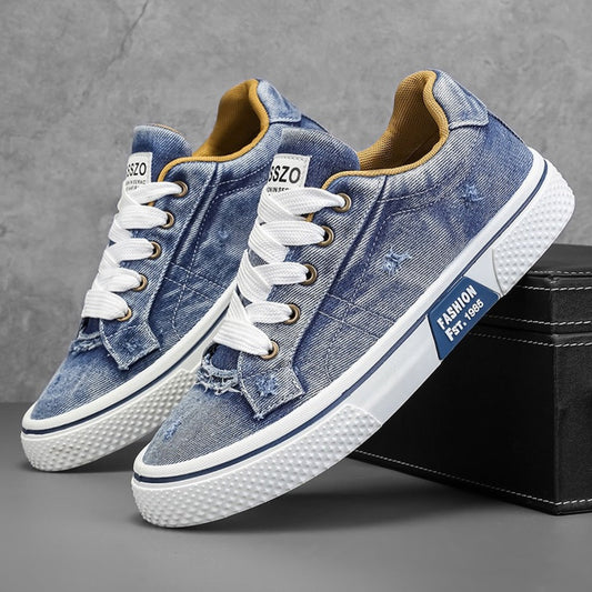 Piero | Sneakers basse in denim con lacci da uomo